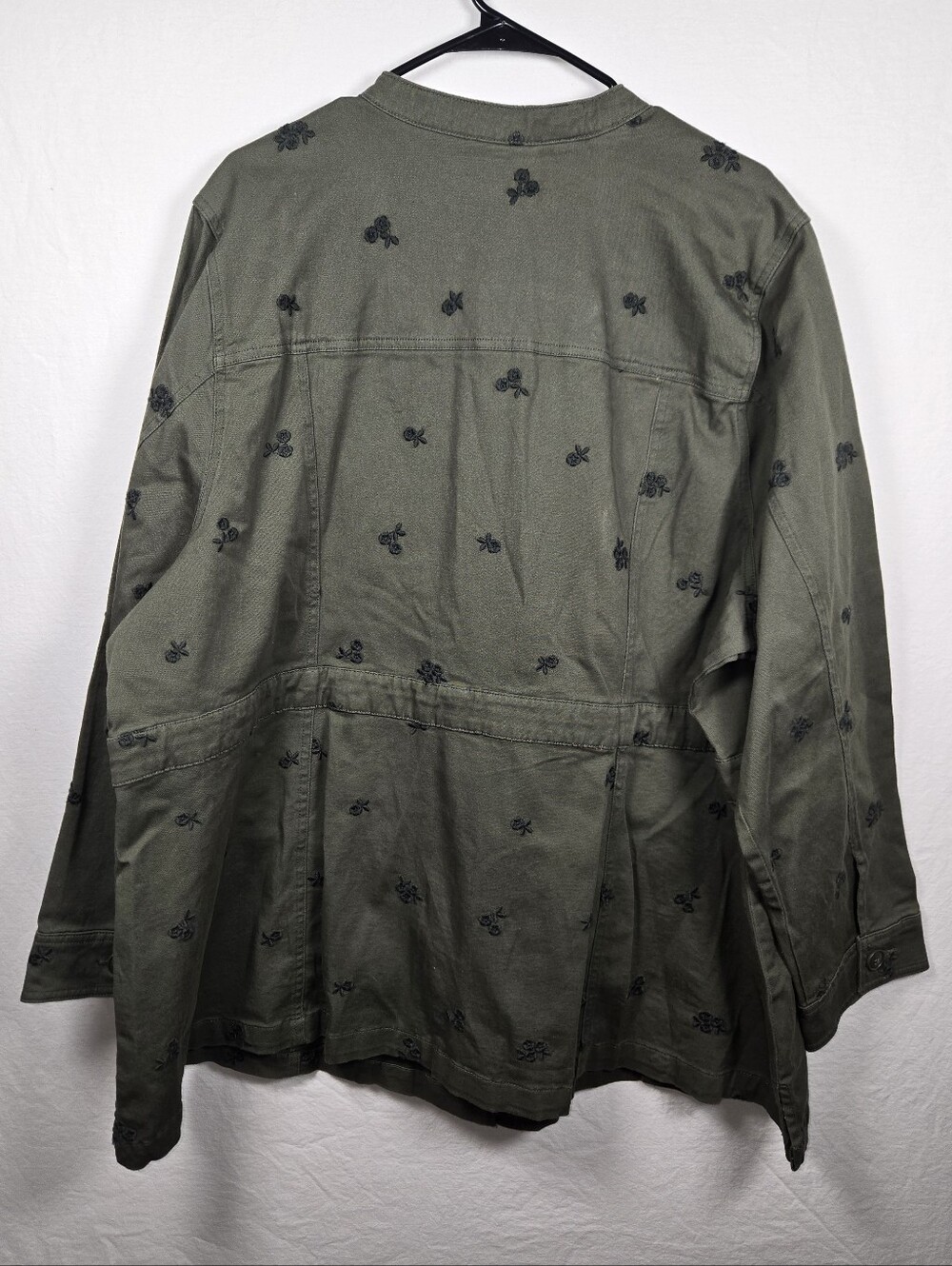 NWT Torrid Olive Fitted Military Embroidered Tawny Daisies Floral Cotton Jacket - Picture 6 of 13